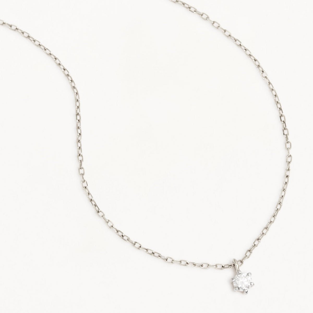 By Charlotte 14k White Gold Sweet Droplet Diamond Necklace