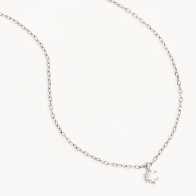 By Charlotte 14k White Gold Sweet Droplet Diamond Necklace