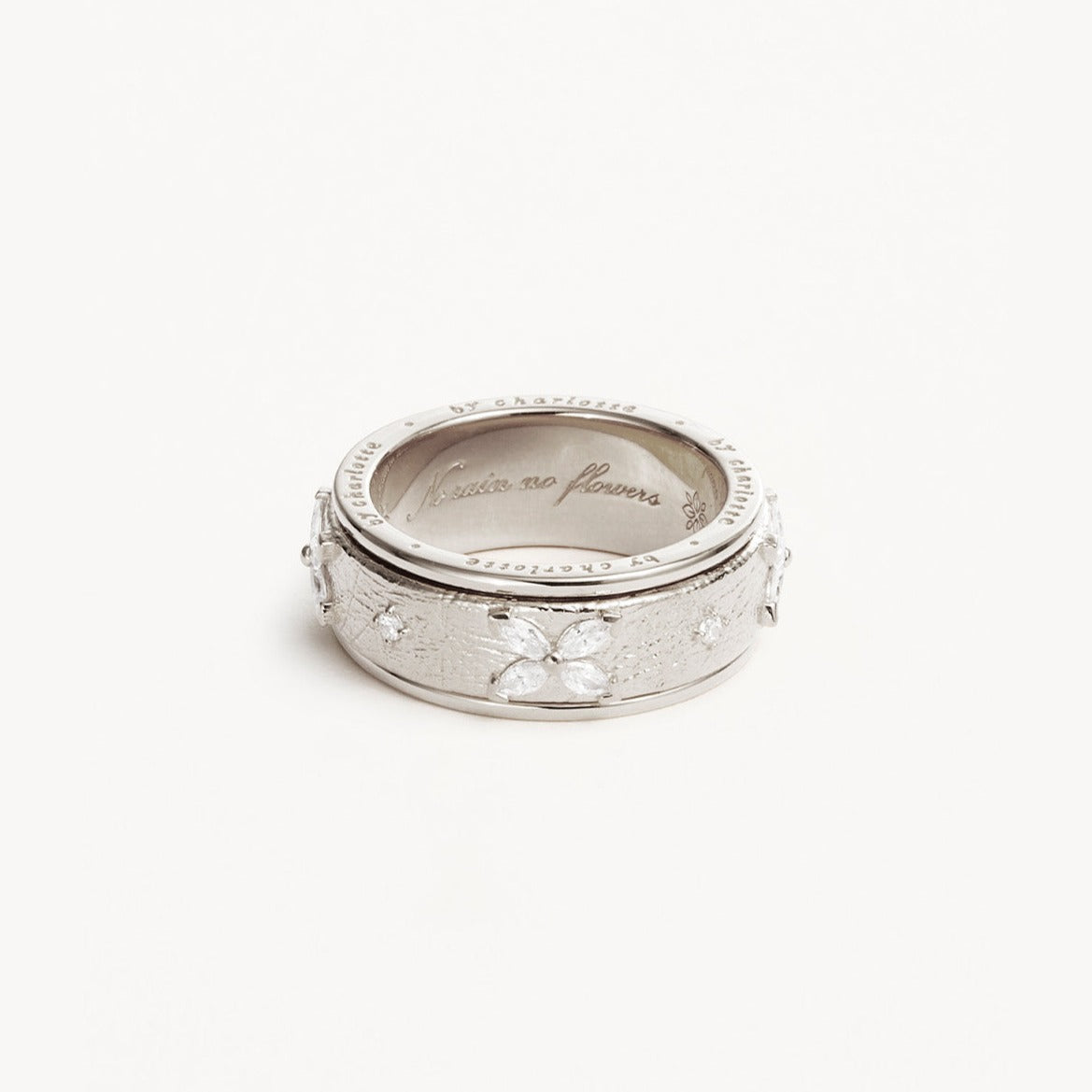 By Charlotte No Rain No Flowers Spinning Meditation Ring, Silver
