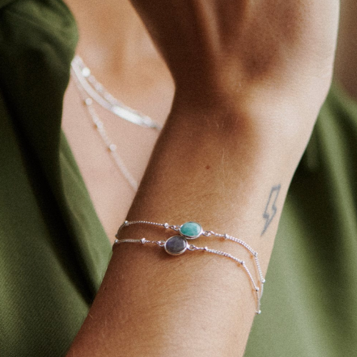 Daisy London Amazonite Healing Stone Bracelet, Silver