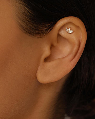 By Charlotte 14k Solid Gold Blooming Lotus Crystal Cartilage Single Flatback Earring