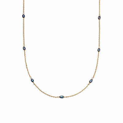 Daisy London Black Seed Pearl Chain Necklace, Gold