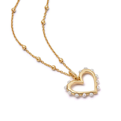 Daisy London Heart Pearl Pendant Necklace, Gold