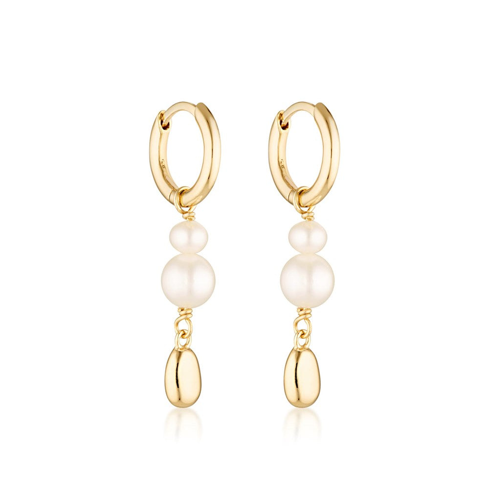 Linda Tahija Brook Pearl Huggie Earrings, Gold