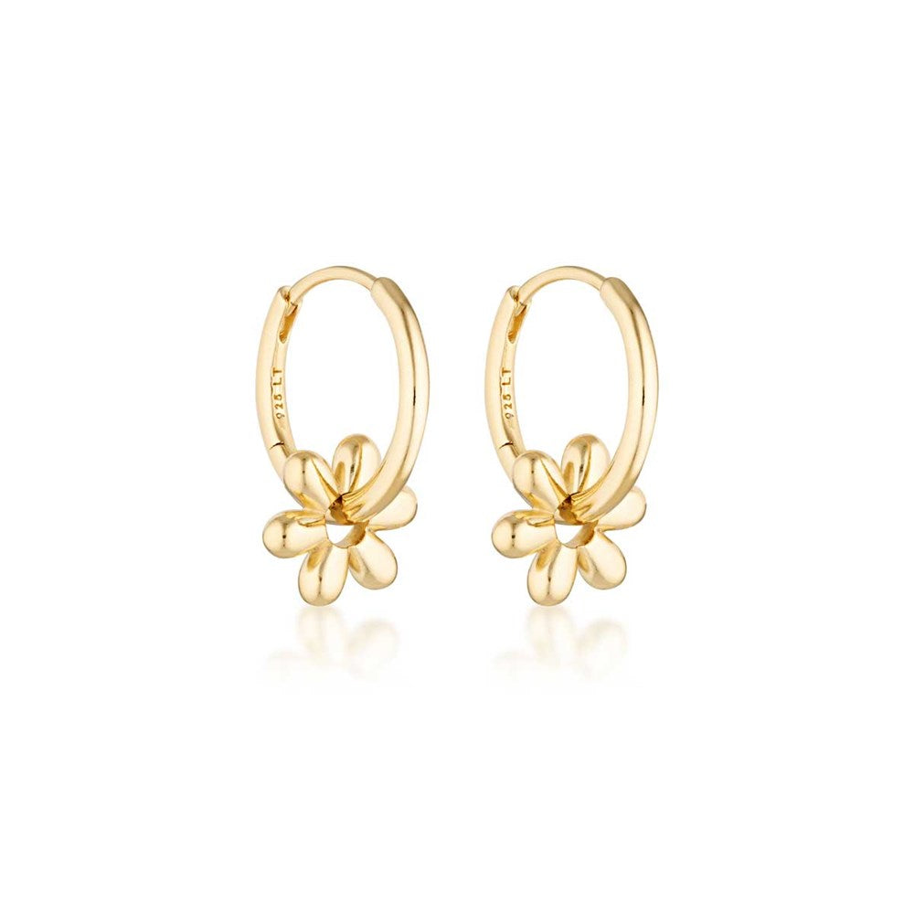 Linda Tahija Daisy Huggie Hoop Earrings, Gold or Silver