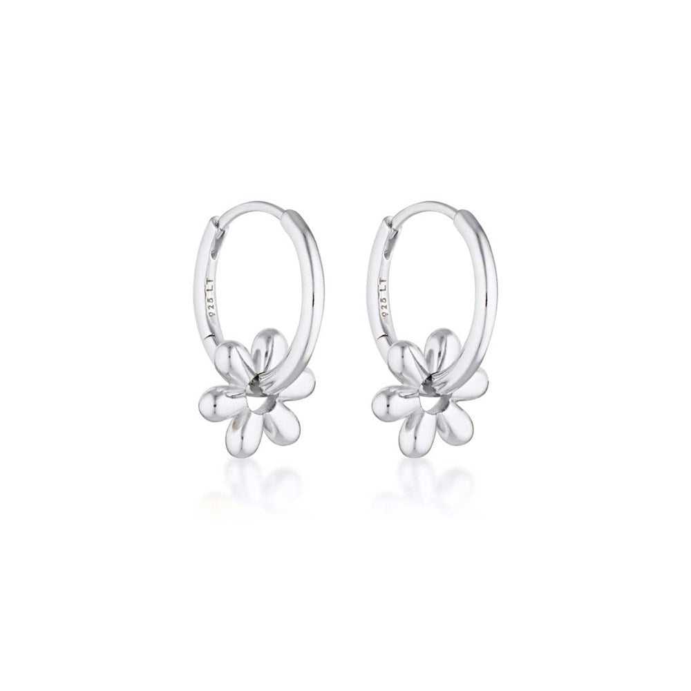 Linda Tahija Daisy Huggie Hoop Earrings, Gold or Silver