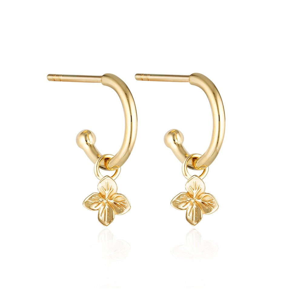 Linda Tahija Hydrangea Charm Hoop Earrings, Gold