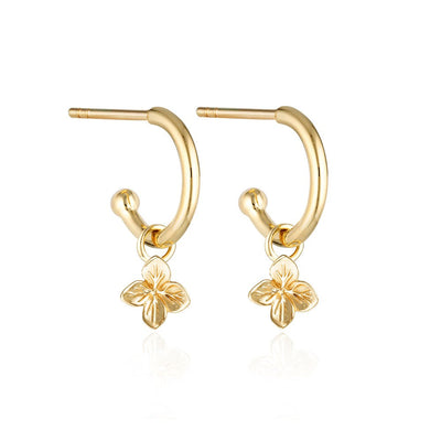 Linda Tahija Hydrangea Charm Hoop Earrings, Gold