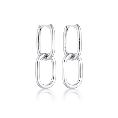 Linda Tahija Oval Linked Hoop Earrings, Gold or Silver