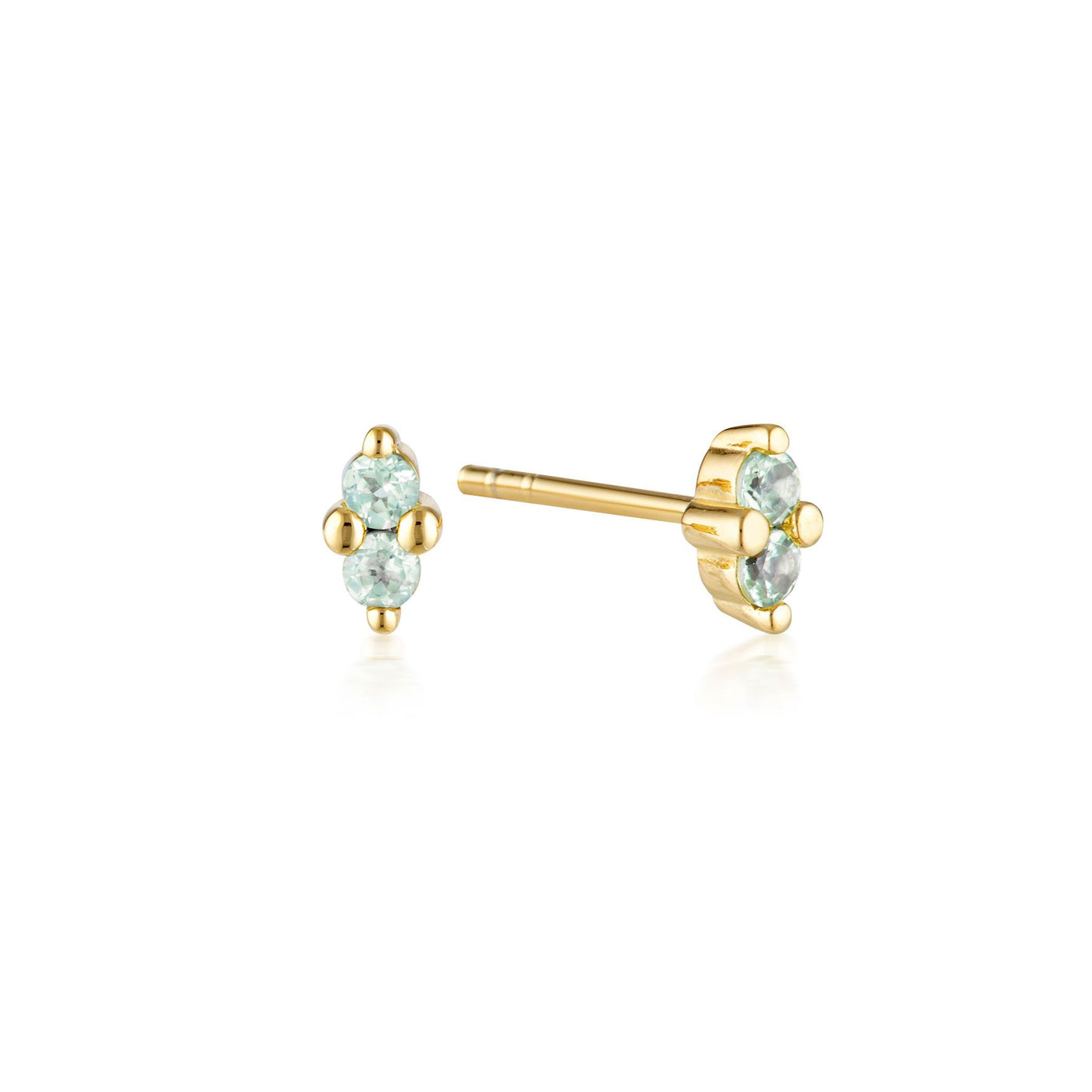 Linda Tahija Twin Gem Stud Earrings Aquamarine, Gold