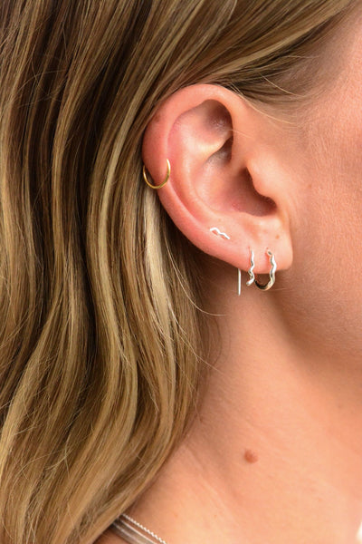 Linda Tahija Wave Huggie Hoop Earrings, Silver