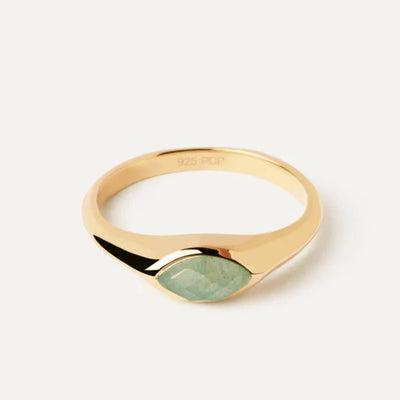 PD Paola Green Aventurine Nomad Stamp Ring, Gold