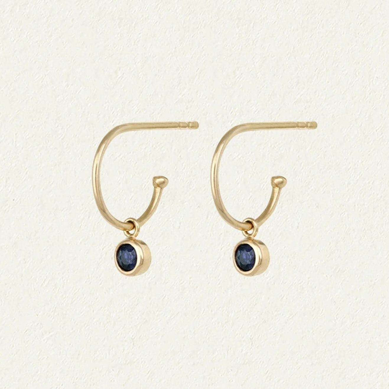 Temple of the Sun Solid Gold Sollus Sapphire Hoop Earrings