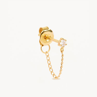 By Charlotte 14k Gold Diamond Sweet Droplet Chain Single Stud Earring