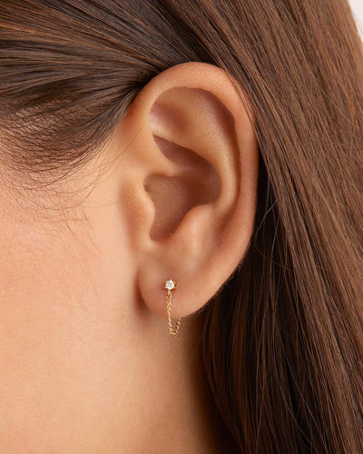 By Charlotte 14k Gold Diamond Sweet Droplet Chain Single Stud Earring