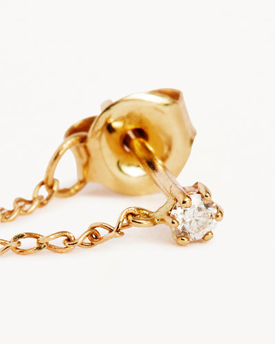 By Charlotte 14k Gold Diamond Sweet Droplet Chain Single Stud Earring