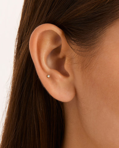 By Charlotte 14k Gold Diamond Sweet Droplet Cartilage Single Flatback Earring