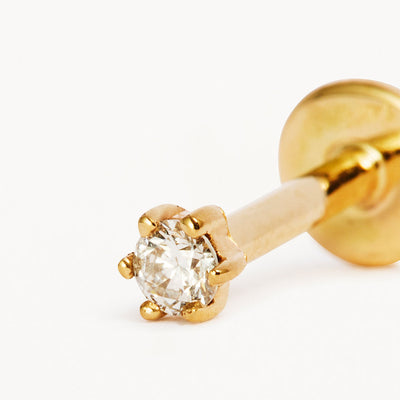 By Charlotte 14k Gold Diamond Sweet Droplet Cartilage Single Flatback Earring