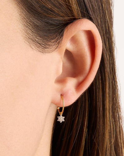 By Charlotte 14k Gold Crystal Lotus Flower Hoop Earring