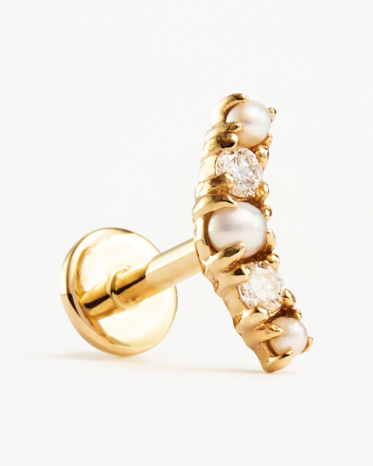 By Charlotte 14k Gold Diamond Whimsical Cartilage Single Flatback Earring