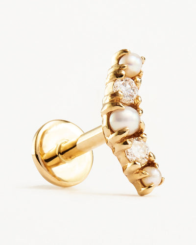 By Charlotte 14k Gold Diamond Whimsical Cartilage Single Flatback Earring