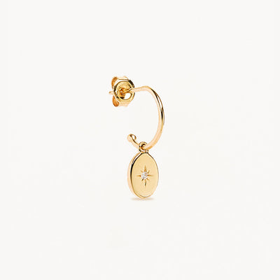 By Charlotte 14k Gold Shine Your Light Diamond Single Hoop Earring