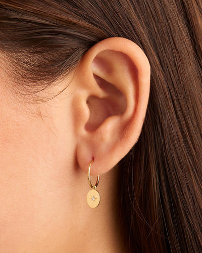 By Charlotte 14k Gold Shine Your Light Diamond Single Hoop Earring