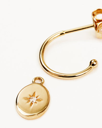 By Charlotte 14k Gold Shine Your Light Diamond Single Hoop Earring