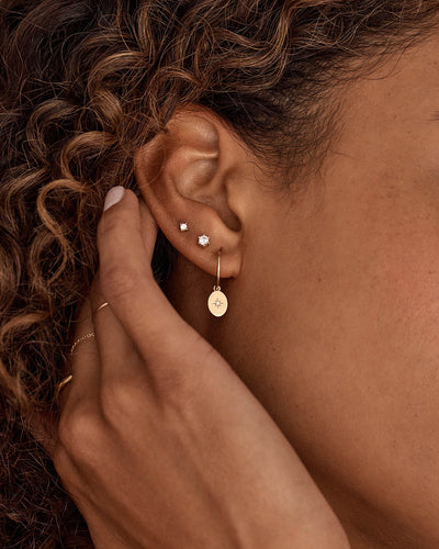 By Charlotte 14k Gold Shine Your Light Diamond Single Hoop Earring