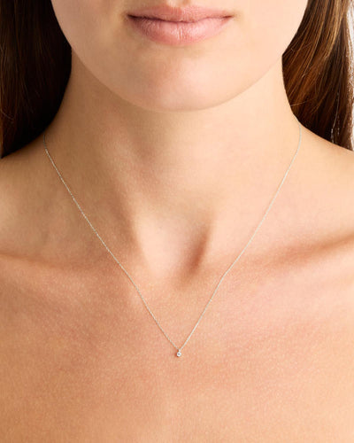 By Charlotte 14k White Gold Sweet Droplet Diamond Necklace