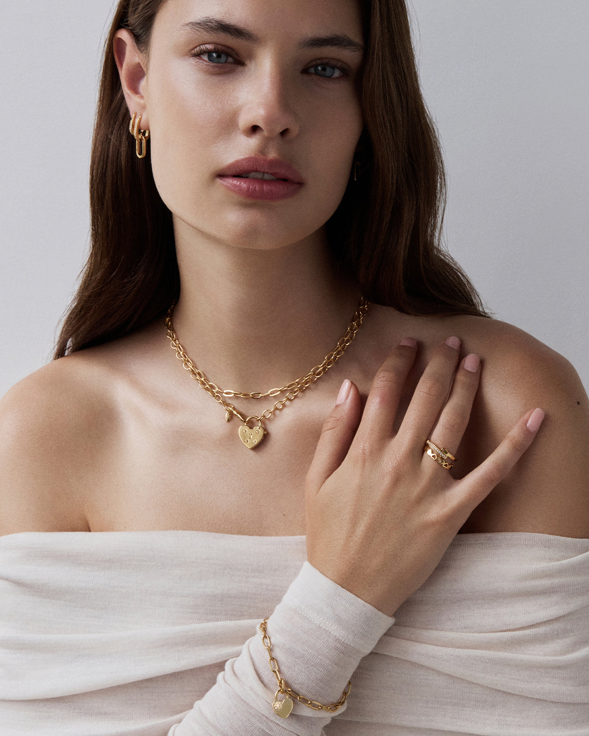 By Charlotte Connected Hearts Padlock Pendant, Gold