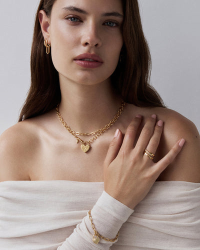 By Charlotte Connected Hearts Padlock Pendant, Gold