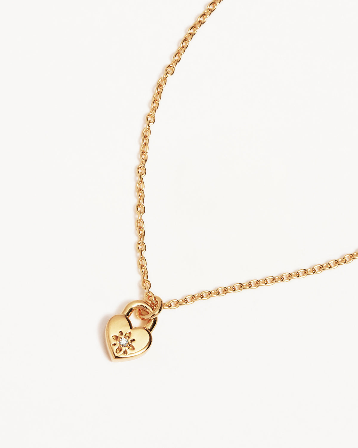 By Charlotte Crystal Lotus Heart Padlock Necklace, Gold
