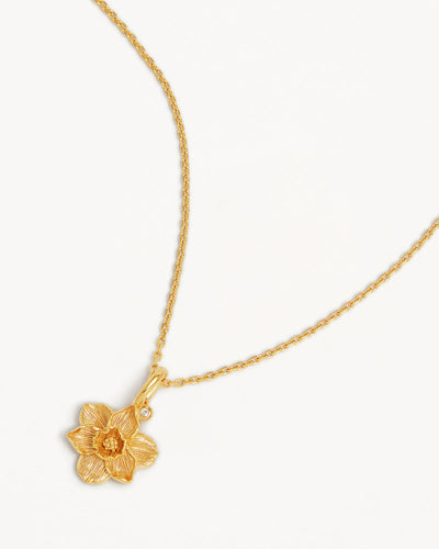By Charlotte Birth Flower Necklace Narcissus - December, Gold