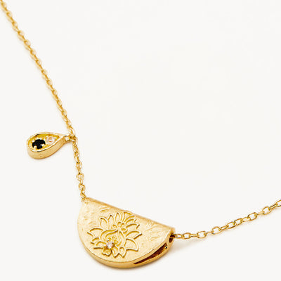 By Charlotte Lotus Birthstone Necklace (September - Sapphire), Gold