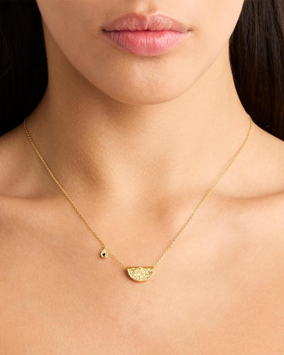 By Charlotte Lotus Birthstone Necklace (September - Sapphire), Gold