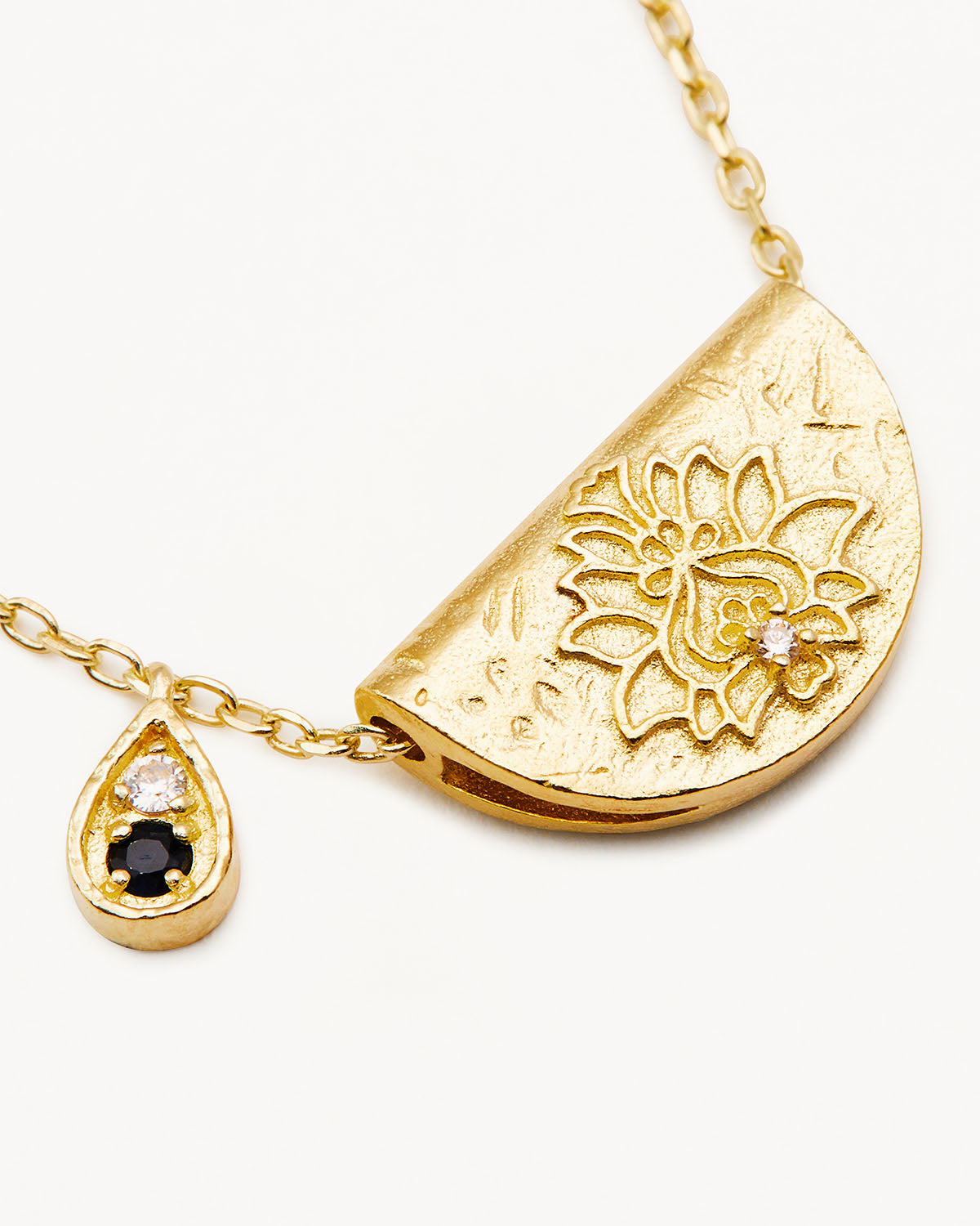 By Charlotte Lotus Birthstone Necklace (September - Sapphire), Gold