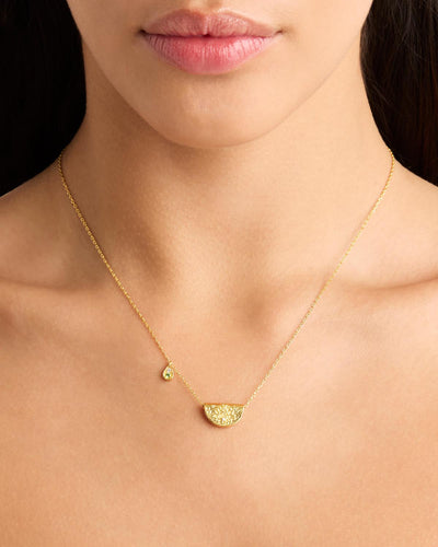 By Charlotte Lotus Birthstone Necklace (August - Peridot), Gold