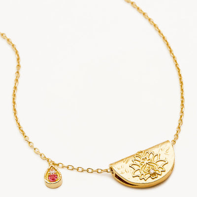 By Charlotte Lotus Birthstone Necklace (October - Tourmaline), Gold