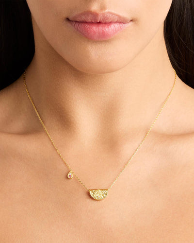 By Charlotte Lotus Birthstone Necklace (October - Tourmaline), Gold