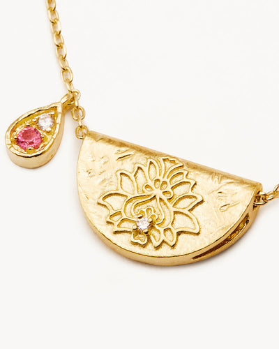 By Charlotte Lotus Birthstone Necklace (October - Tourmaline), Gold