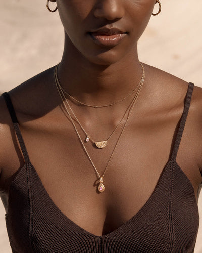 By Charlotte Lotus Birthstone Necklace (October - Tourmaline), Gold
