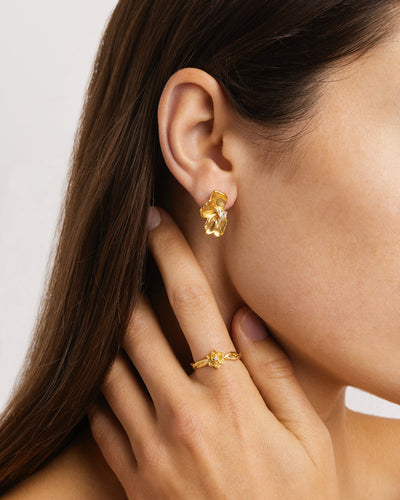 By Charlotte Serene Lotus Statement Earrings, Gold
