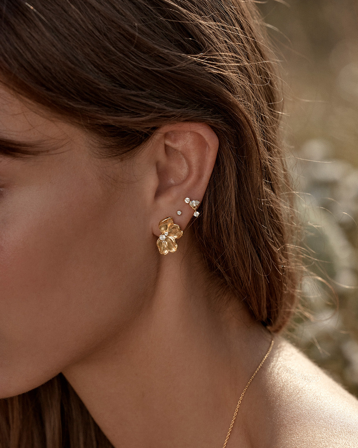 By Charlotte Serene Lotus Statement Earrings, Gold
