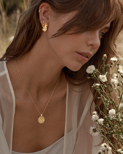By Charlotte Serene Lotus Statement Earrings, Gold