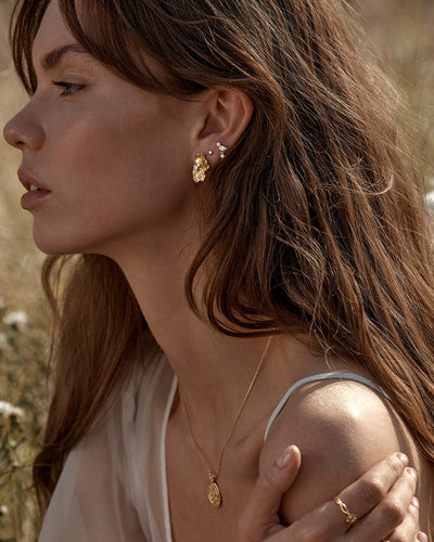 By Charlotte Serene Lotus Statement Earrings, Gold