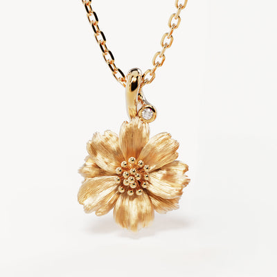 By Charlotte Birth Flower Necklace Cosmos - October, Gold
