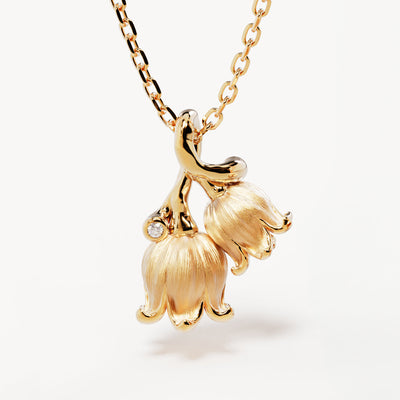 By Charlotte Birth Flower Necklace Lily of the Valley - May, Gold
