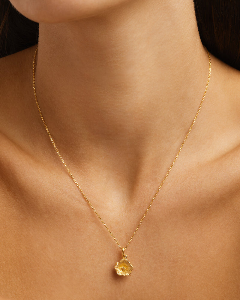 By Charlotte Birth Flower Necklace Morning Glory - September, Gold