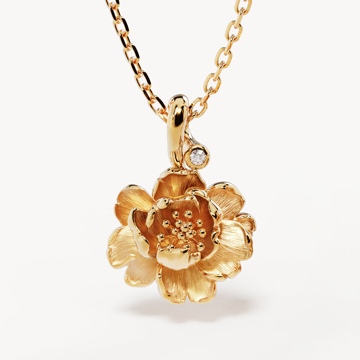 By Charlotte Birth Flower Necklace Peony - November, Gold
